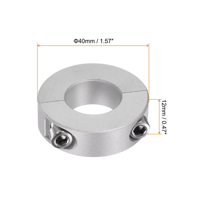 [Australia - AusPower] - 2pcs Double Split Shaft Collar for 20mm Shaft Set Screw Clamp-On Collars, 40mm OD, 12mm Width, for Stoppers, Position, Hold Timing Pulleys, Machine Tools, Industry, Anodization 20mm Bore 