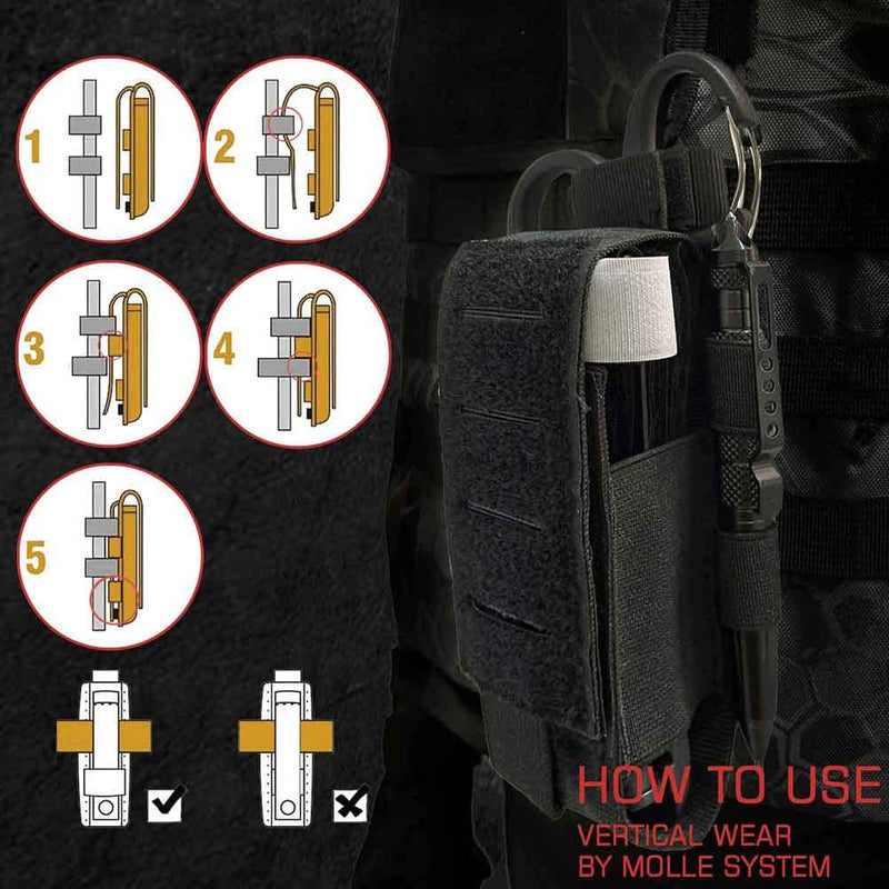 [Australia - AusPower] - 2 Piece Upgrade Laser Cut 1000D Molle Torniquet Pouch, Tactical Medical Tourniquet Pouch Holster Pouch Only-BLACK 