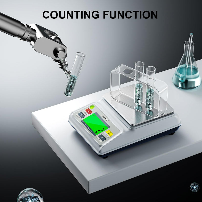 [Australia - AusPower] - Analytical Balance Lab Scale 3000g x 0.1g, Compact Industrial & Laboratory Scale with Tare/Counting Functions, 5 Units, Dual Charging (Battery/USB) - Scientific Scale for Labs & Factories 