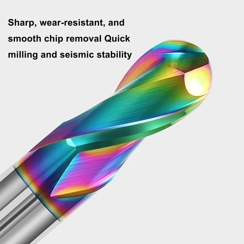 [Australia - AusPower] - 1/2" Extra Long DLC Coated 2-Flute Carbide Ball Nose End Mill, 4" Overall Length, Ideal for Aluminum, Copper Alloys & Plastic Machining–High Precision & Wear-Resistant Cutting Tool (1 Piece) 1/2" Extra Long 