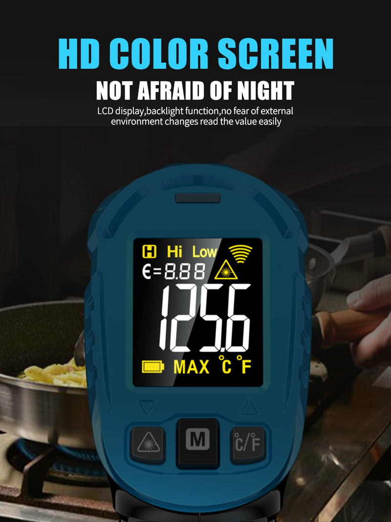 [Australia - AusPower] - G600A Infrared Thermometer Gun Laser IR Temp Gauge, Handheld Heat Temperature Gun with Adjustable Emissivity & Max Measure for Cooking, Grill & Engine | -58F to 1112F | NOT for Humans 