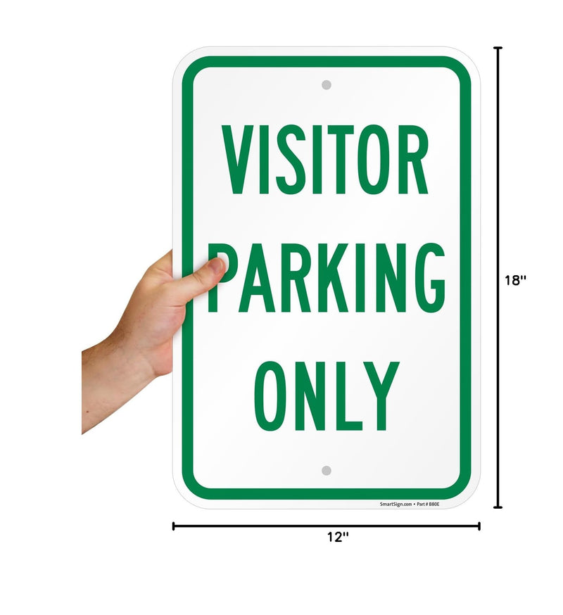 SmartSign 18 x 12 inch Basics “Visitor Parking Only” Metal Sign, 120 mil Aluminum Composite, Engineer Grade Reflective Material, Green and White, Made in USA ACM Reflective