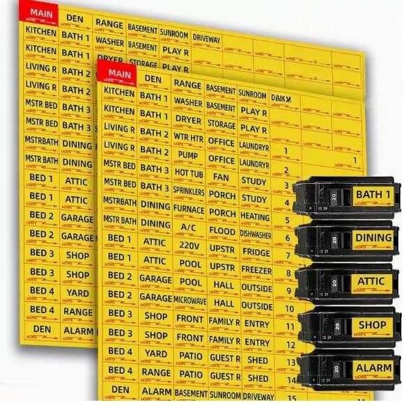 2 Pcs Circuit Breaker Self-Adhesive Paper Fuse Box Identification Reminder Stickers, Home Decoration Identification Stickers