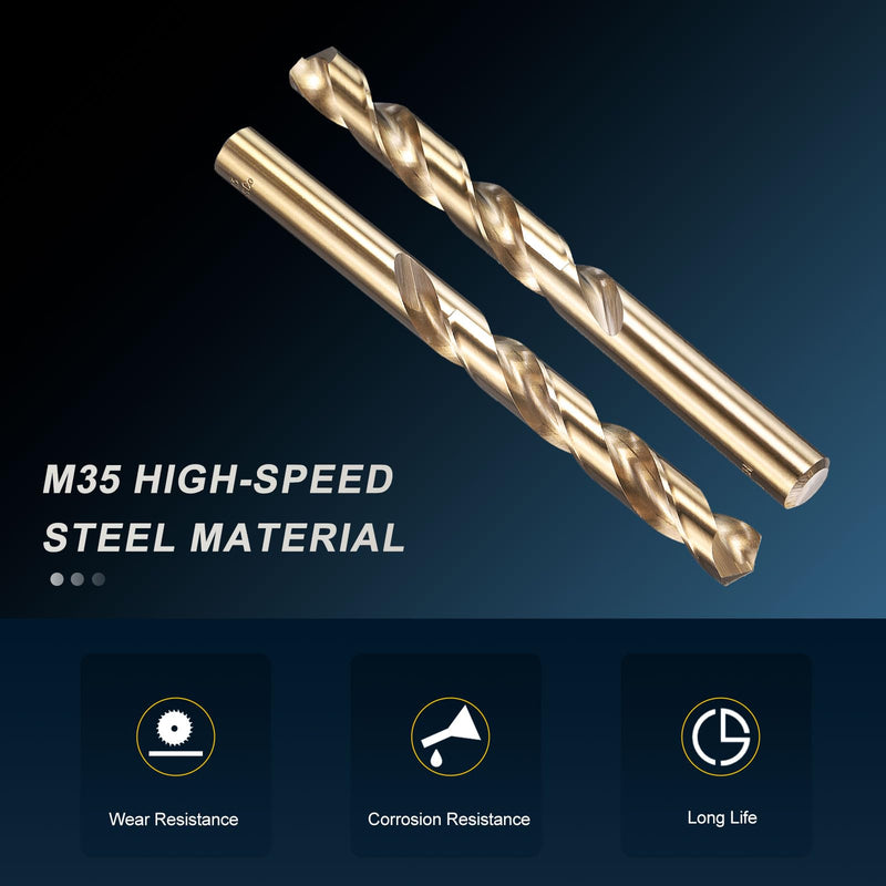 PATIKIL 17/32" Drill Bit, M35 Cobalt 5% High-Speed Steel Jobber Straight Shank 135° Gold Finish for Stainless Steel Hard Metal - 3 Pack 17/32"