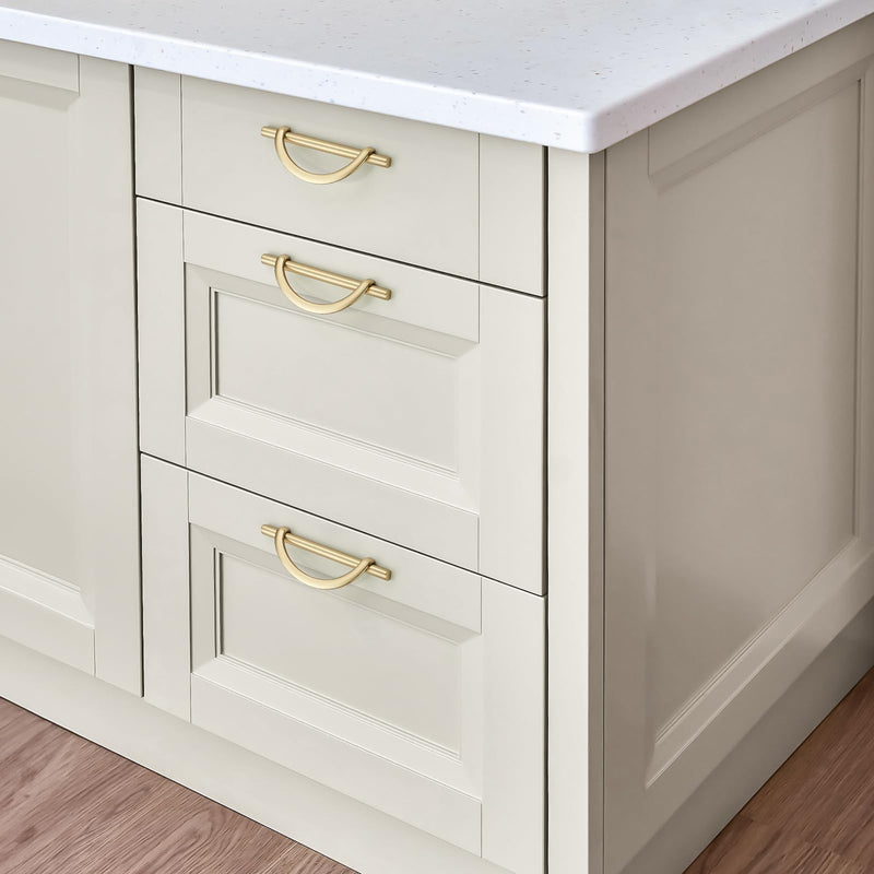 HOME EDIT Brushed Brass Cabinet Pulls, 5 Inch Hole Center, 128 mm, Curved Design Cabinet Handles for Kitchen,Cupboard, Drawer & Bathroom 10 Pack
