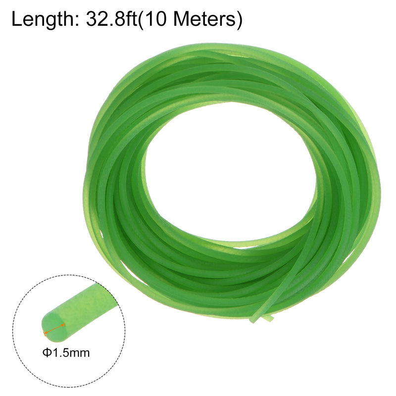 [Australia - AusPower] - Polyurethane Round Belts 1.5mm Dia 32.8ft(10 Meters) Length Rough Surface PU Urethane Belt for Drive Transmission, Green 1.5mmx10 Meter 