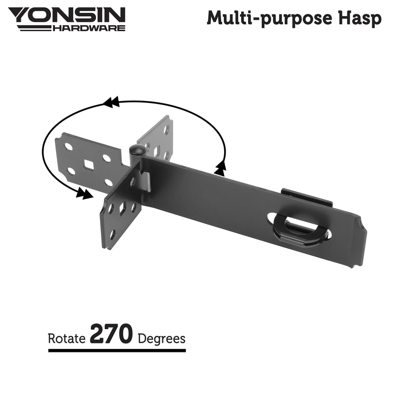 [Australia - AusPower] - 7-1/2" Door Padlock Safety Hasp Latch Heavy Duty, Door Hasp Clasp Lock Gate Shed Hasp Latch Lock for Door Window Fence Gate Barn, 304 Stainless Steel, Thickness 1/8”, Black, 1 Pack 7-1/2 Inch 