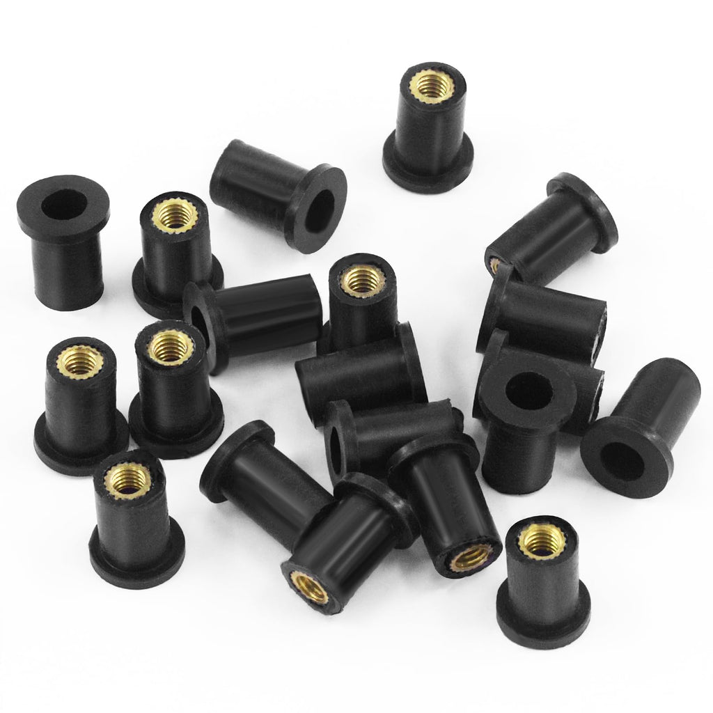 Keadic 20Pcs M4 Neoprene Well Nuts, Rubber Expansion Brass Copper Bolts, Windscreen Windshield Fairing Fasteners for Kayak Motorcycle Boat Marine