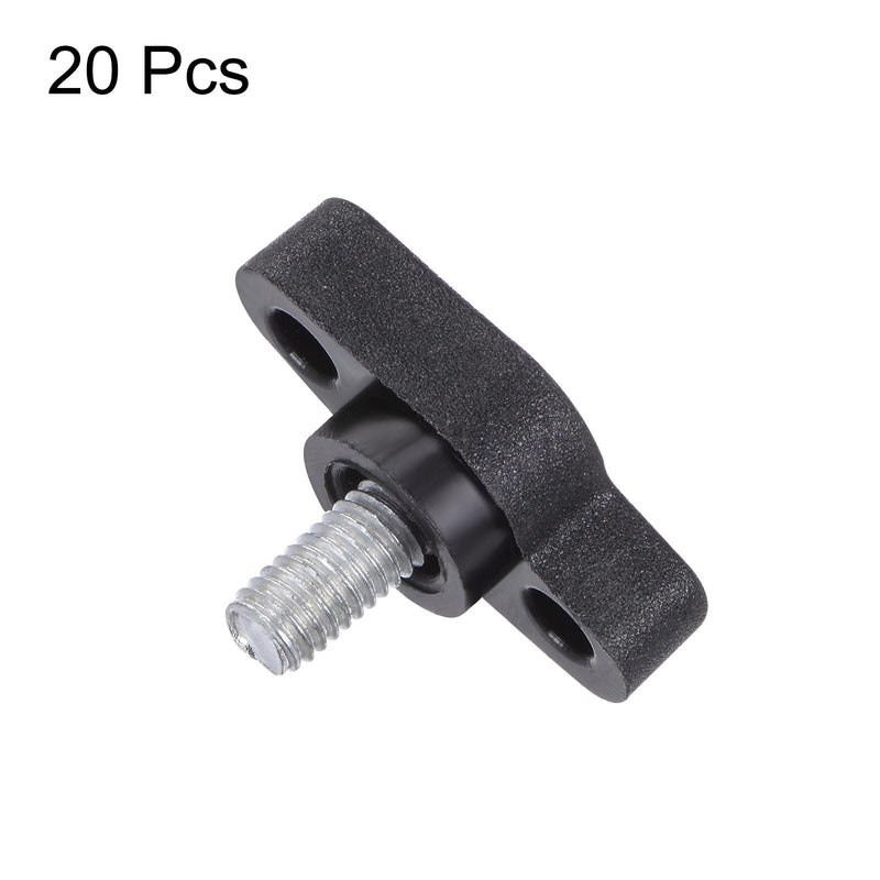 [Australia - AusPower] - HARFINGTON 20pcs Tee Wing Knobs Thumb Screws M5 x 8mm Standard Male Thread Plastic T Knobs Handles Hand Clamping Knobs Grip Thumbscrew, Black 