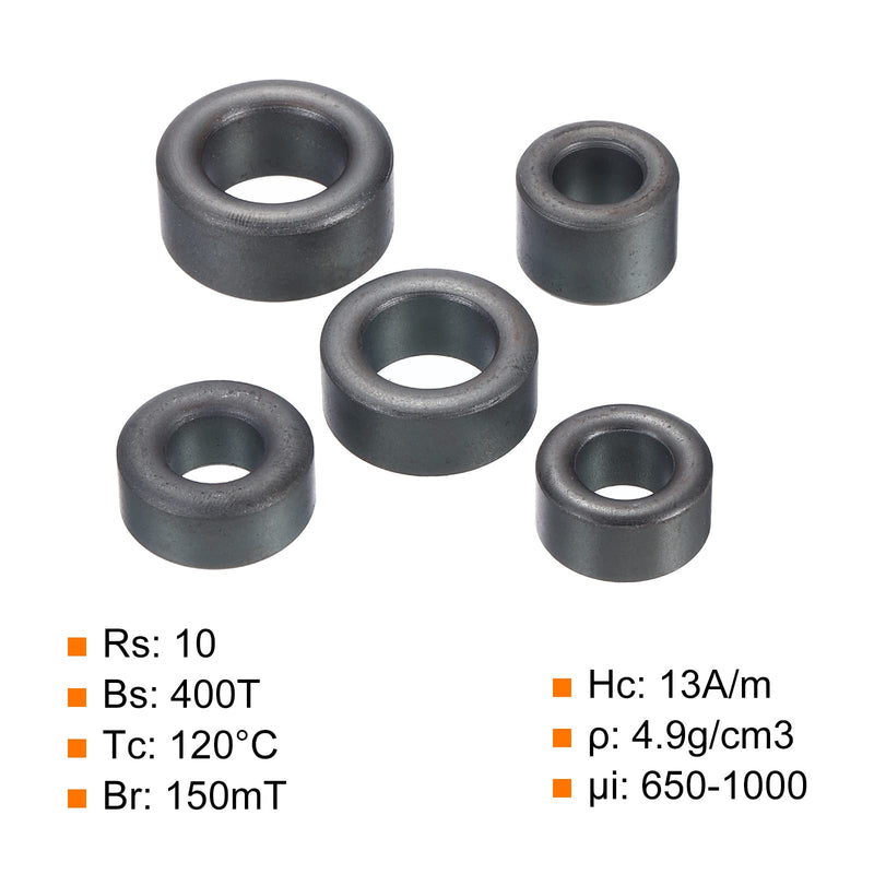 [Australia - AusPower] - PATIKIL Ferrite Toroid Cores Set 17.5x12.7x9.5mm 18x10x10mm 20x10x10mm 22.5x10x13.8mm 25x12x15mm, 20 Pack Transformer Inductor Coil Ring, Black 