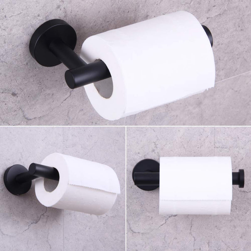 GERZWY Bathroom Hardware Set 2 Piece Black Towel Ring and Toilet Paper Holder SUS 304 Stainless Steel Wall Mounted Matte Black AG1404B-BK