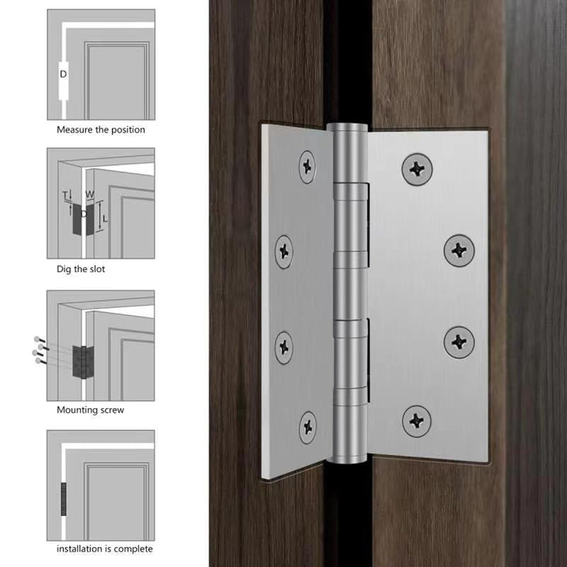 Heavy Duty Hinges,304 Stainless Steel Door Hinges 4-1/2 Inch,4.5"x 4" Ball Bearing Door Hinge with Square Corners -2 Pack (Silver) Silver