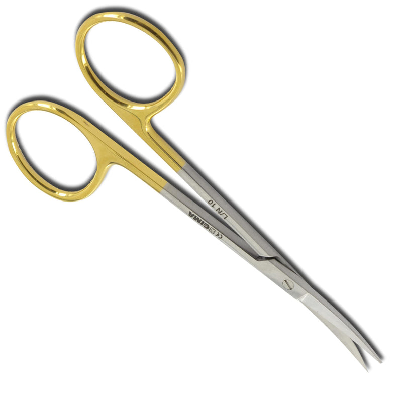 GIMA 26527 Iris Scissors with Golden Color Handle, Curved, 11.5 cm