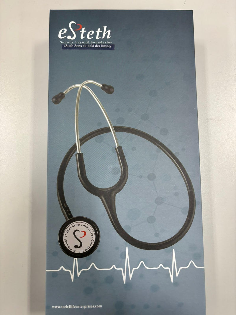 [Australia - AusPower] - eSteth Classic Stethoscope - Sensitive Chest Piece for Monitoring Amplified Heart & Lung Sounds - Lightweight, Flexible Stethoscope Tubing - Extra Ear Tips & Non-Chill Ring - 32" Long, Navy Blue 