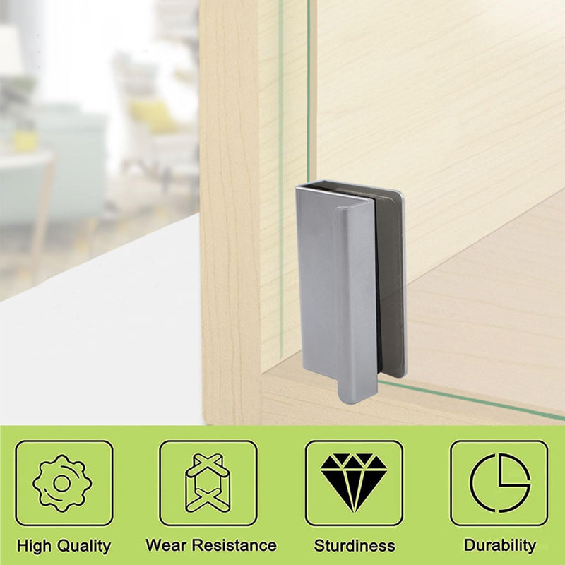 [Australia - AusPower] - Glass Finger Edge Pull, 4Pcs Cabinet Finger Pull Handle Glass Door Clips Cabinet Latch Clamp Concealed Handle for Display Glasscase Door (Pearl Chrome) 4 Pieces Pearl Chrome 