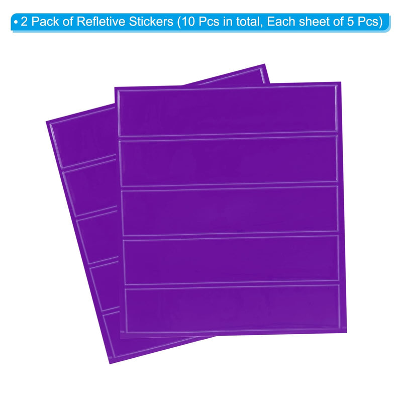 PATIKIL 4.5 x 1 Inch Safety Reflective Stickers, 10Pcs Adhesive Night Warning Sticker Waterproof Reflector Tape Strip for Helmet Hard Hat Clothing, Purple