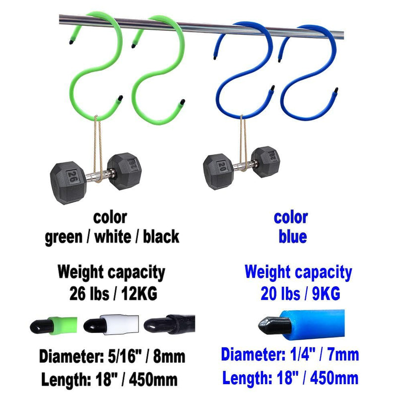 [Australia - AusPower] - Silicone Metal Flexible Hooks, Bendable into an S-Shape or any Desired Form. Metal Rope for Bundling Items. Ideal for Purse Hooks, Cane Fixation, and Washing Machine Door Brackets. Set of 4 Hooks. 