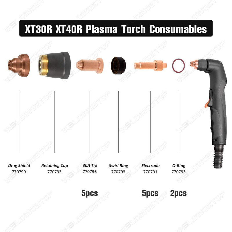 770791 Electrode & 770796 Tip/Nozzle for Hobart Airforce 27i 40i Plasma Cutter XT30R XT40R Torch Plasma Consumables(PKG-12) Airforce 27i (770791+770796) PK-12