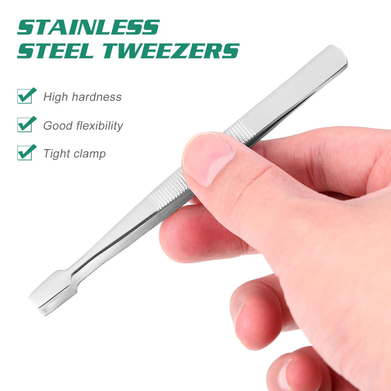 iplusmile Stamp Tweezers Pack of 2 Nickel-Plated 4.33 in / 11.00 cm with Round Flat Tip for Philately Stamp Collectors and Precise Picking of Stamps, Beads and Fine Objects
