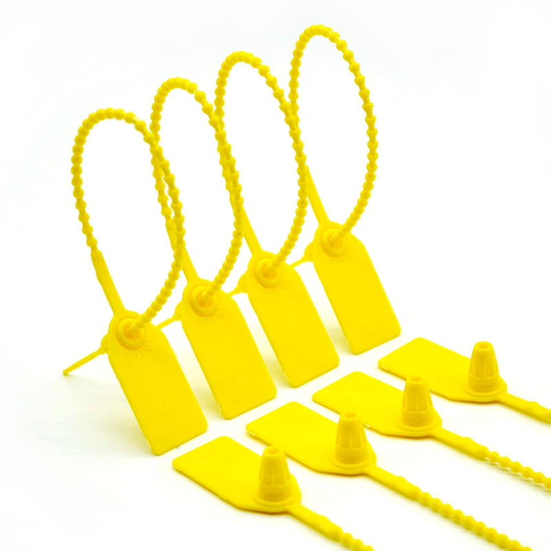 [Australia - AusPower] - 100 Pcs Fire Extinguisher Tags,Security Retail Anti-Theft Self-Locking Shoe Tag,Anti-Tamper Disposable Plastic Seals 250mm Length (Yellow) Yellow 