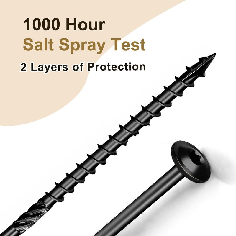 Lag Screws 3 Inch, Structural Wood Screw #10x 3, 50-PCS Heavy Duty Construction Screw, Rust Resistant, Washer Head, Black Coated Exterior Wood (100, Black, #14 x 4) #14 x 4" 100