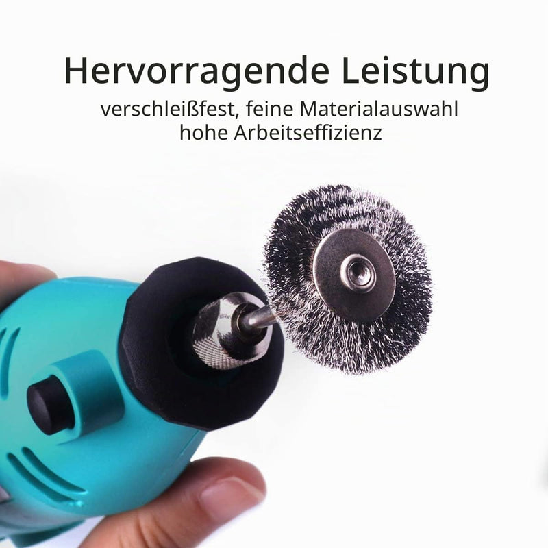 ATOPLEE Wire Brush Set, 50 Pieces 1 inch/25 mm Mini Wire Brush with 3 mm Round Shaft, Alloy Steel Wire Brush for Drill Attachment (50)