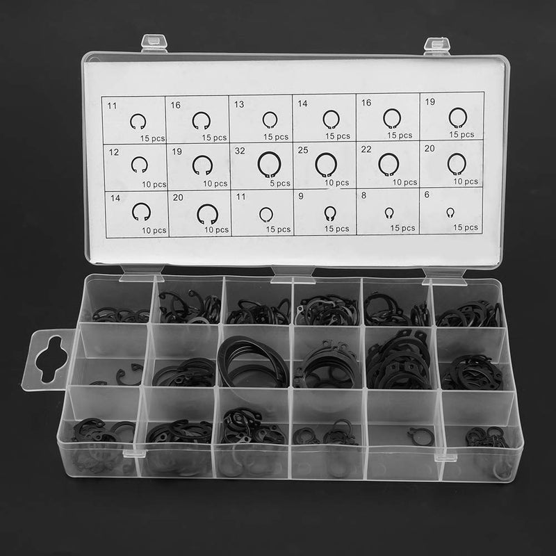 [Australia - AusPower] - Circlip Assortment, 225pcs Circlip Set 18 Sizes Internal & External Snap Retaining Ring Circliip with Packing Box 