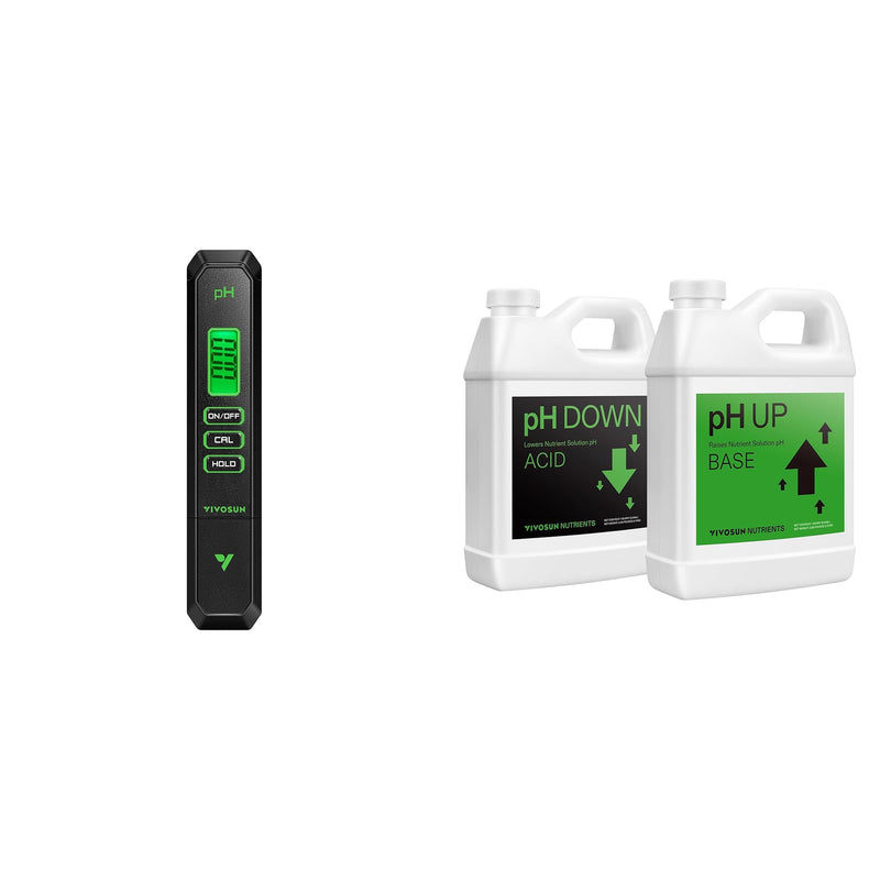 [Australia - AusPower] - VIVOSUN Digital pH Meter and pH Up & pH Down Kit, 1 Quart Each, pH Control Kit for Balanced pH Level and Optimal Nutrient Uptake, pH Adjuster Liquid Fertilizer for All Plants and All Growing Systems 