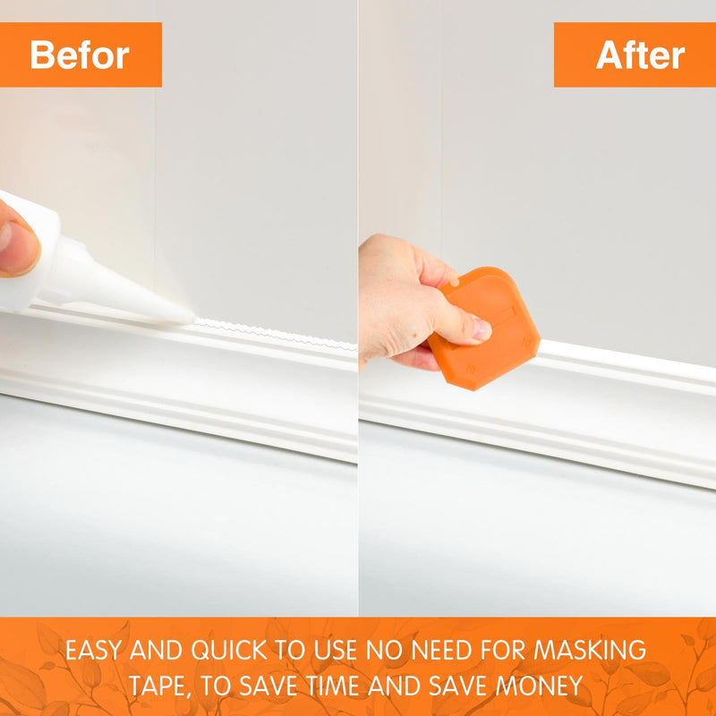 [Australia - AusPower] - Outus 2 Pieces Caulking Tool Set Silicone Sealant Grout Finishing Tool for Kitchen Bathroom Floor Sealant Sealing (Orange) Orange 