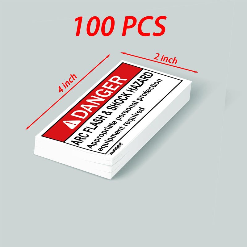 100 pack 2 * 4 inch WARNING Arc Flash and Shock Hazard Appropriate PPE Required,High Performance Vinyl Lable for Electrical,Black and Orange on White Safety Signs for the Workplace (red danger label) red danger label