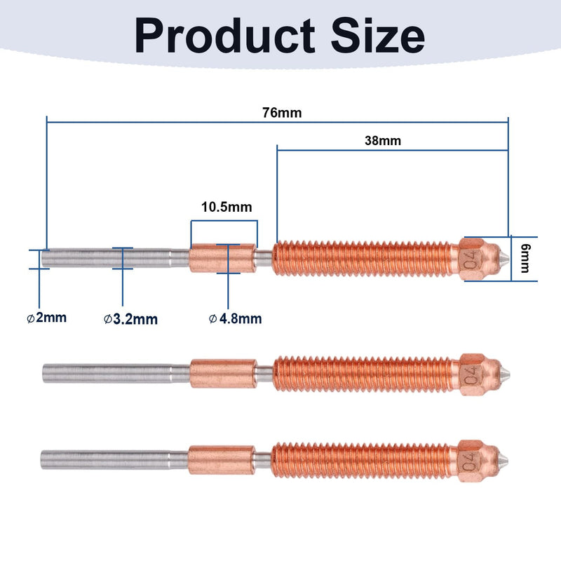 3pcs 0.4mm Combination Nozzle Kit for Creality K2 Plus, Upgraded K2 Plus Unicorn Accessories Nozzle Replacement Parts Kit with Titanium Alloy Copper Alloy Hardened Steel for Creality Hi Printer
