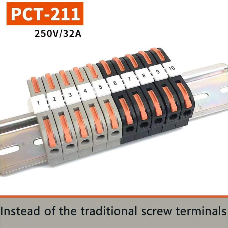 [Australia - AusPower] - DIN Rail Terminal Blocks kit,Universal Compact Wire Wiring Connector (20 pcs connectors+2 pcs Article in Parallel+ 2 pcs Digital Identification+2Pcs Fixed clamp+20 pcs Screw) 20 pcs connectors 
