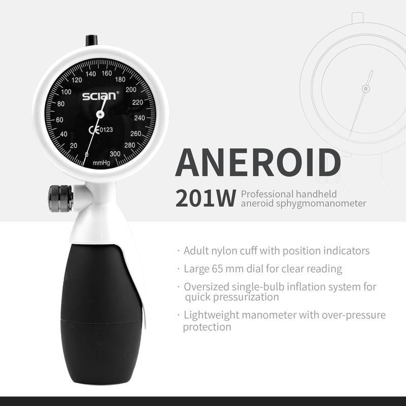 [Australia - AusPower] - SCIAN Palm Style Aneroid Sphygmomanometer with European Cuff 8.7-16.5", Manual Blood Pressure Cuff with Carrying Bag for for Nurse Doctor Senior Adult, White 
