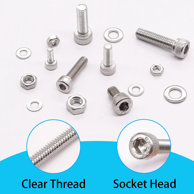 [Australia - AusPower] - 500PCS M3 M4 M5 Metric Screw Assortment Kit, 8-20mm Button Head/Socket Head Cap Screws Bolts Nuts Washers Assortment Kit, 304 Stainless Steel Machine Screws with 3 Hex Wrench 