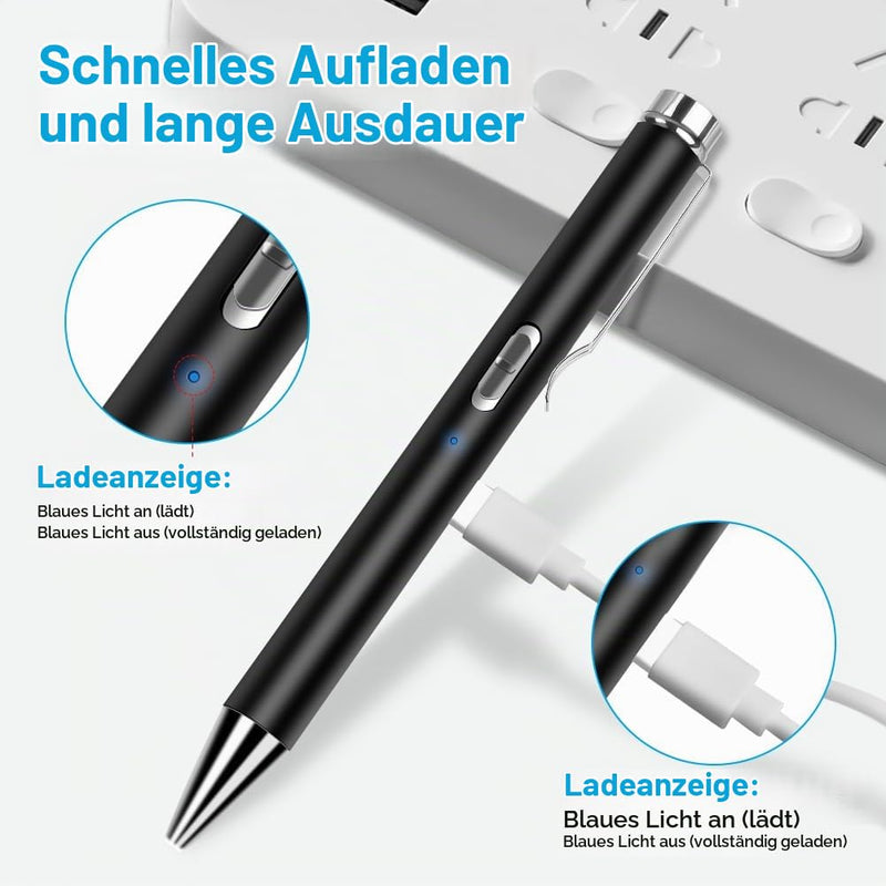 Flintronic Pupil Light Medicine, Diagnostic Light Nurse Emergency Service Accessories, with Pupil Meter & Ruler & Writeable Lead, USB LED Pen Lamp for Nurse Doctor 1 piece black