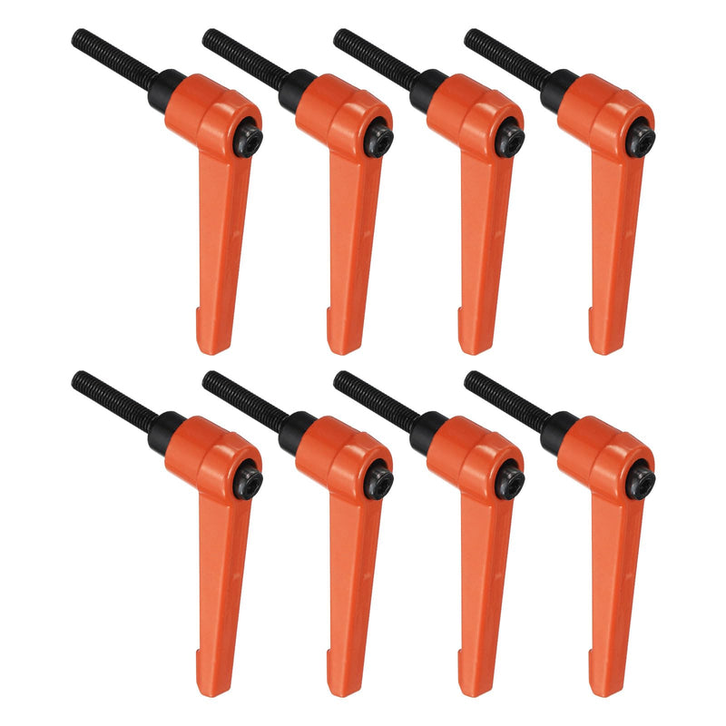 [Australia - AusPower] - uxcell 8pcs Lever Adjustable Handles M5 x 25mm Metric Male Thread, Level Clamping Handle Hand Stud Knobs Rotating Screw Handles Bolts with Locking Lever, Orange 