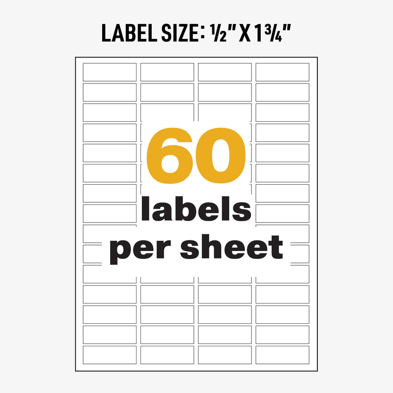Avery UltraDuty GHS Chemical Labels for Laser Printers, Waterproof, UV Resistant, 0.5 x 1.75, Pack of 1,500 (60518) 1/2" x 1-3/4"