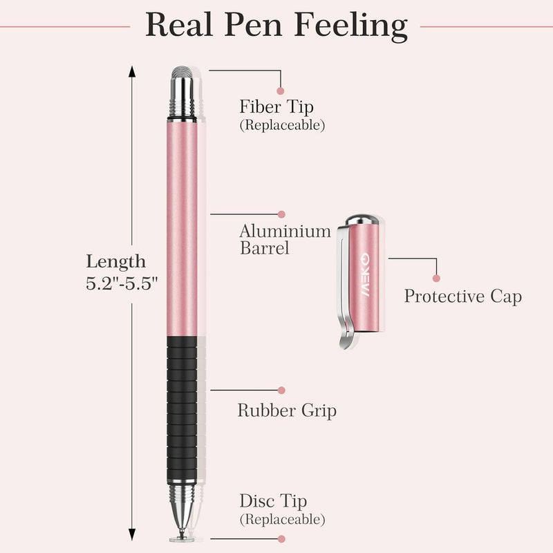 [Australia - AusPower] - MEKO (2nd Generation) [2 in 1 Precision Series] Disc Stylus Pen for iPhone, iPad Pro/Mini/Air, Samsung Galaxy and All Touch Screen Devices Bundle with 6 Replacement Tips,Pack of 2(Black/Rose Gold) 1Black/Rose Gold 