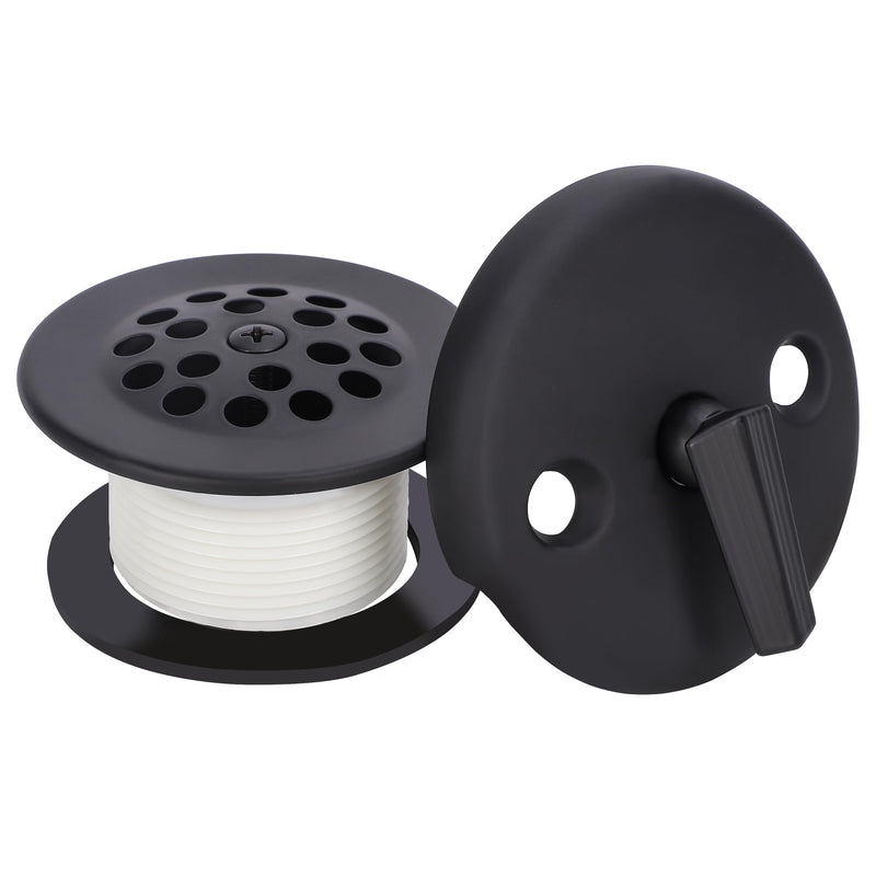 PRIMSOPH Trip Lever Overflow Faceplate Tub Drain Trim Kit with Linkage Conversion Kit Assembly Universal Fine Coarse Thread Replacement Matte Black