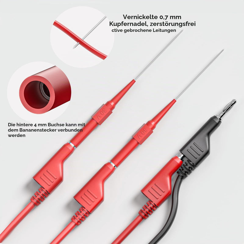 Test Leads Kit 4 mm Banana Plug 6 Pieces Red & Black | Crocodile Clips Electrical Cable, Banana Plug to Banana Plug, Test Wires with Wire Samples for Electrical Testing 6 pieces