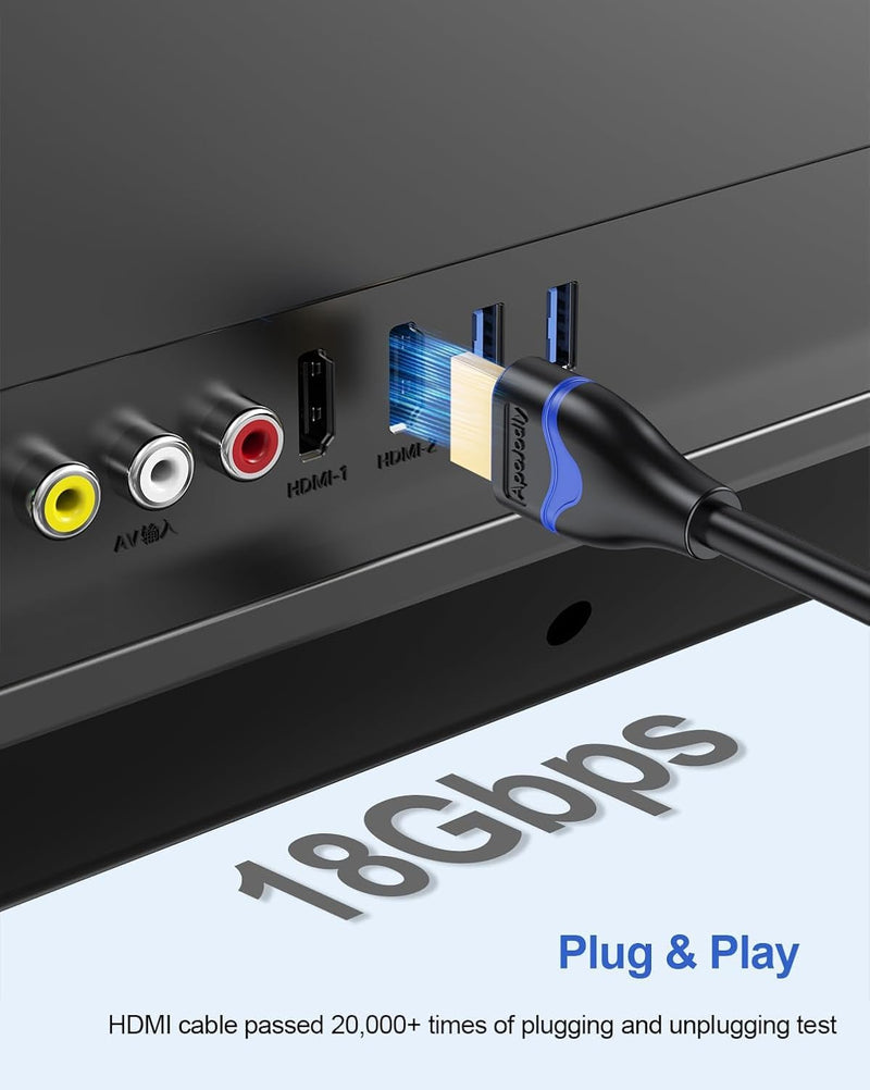 4K HDMI Cable 12 FT 5-Pack, HDMI Cord 12 Foot High Speed HDMI 2.0 Cable Ultra HD 4K@60Hz, 2K@144Hz, 18Gbps, ARC, HDR, HDCP2.2, 3D Compatible with PS4/PS5, Monitor, Laptop, HDTV, Blu-ray, Xbox 12FT