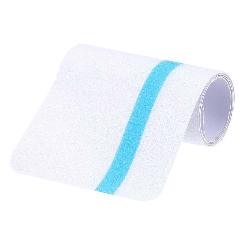 MECCANIXITY Anti Slip Traction Tape with Luminous Strip 4 x 24 Inch Pre-Cut Non Skid Stair Treads Grip Tape for Indoor Stairs Step Outdoor Skateboard, White with Blue, Pack of 15 4 Inch x 24 Inch