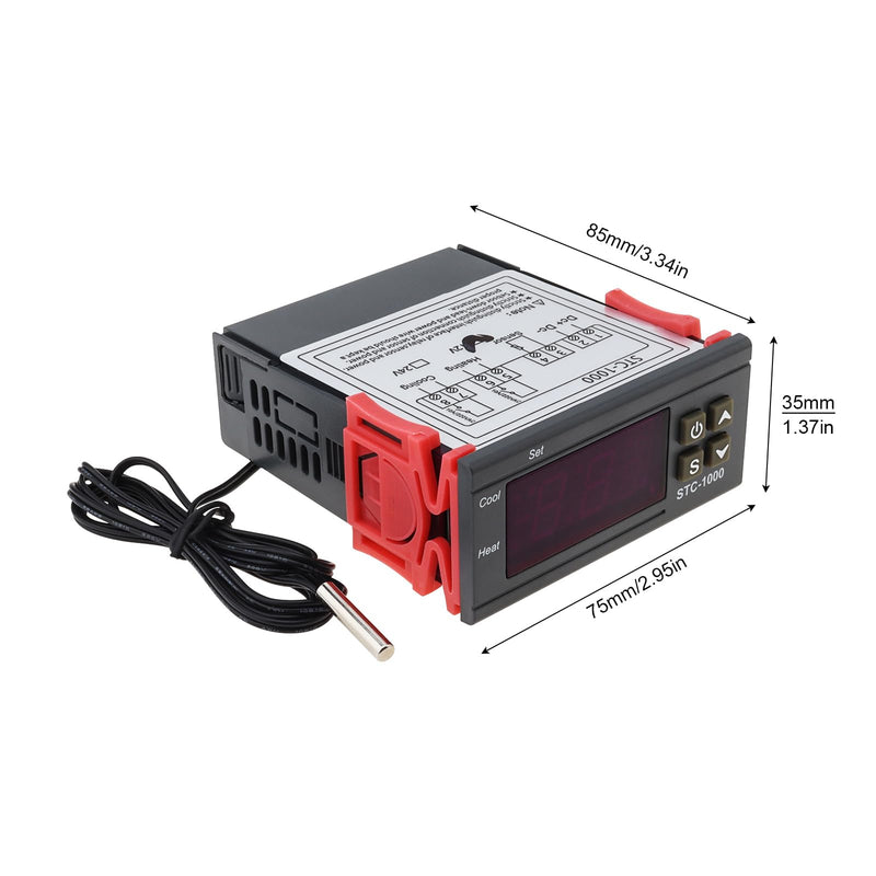 [Australia - AusPower] - STC-1000 Digital Temperature Controller DC 12V 10A Digital LED Temperature Controller with NTC Sensor Probe Heating Cooling Centigrade Thermostat 2 Relays Output 
