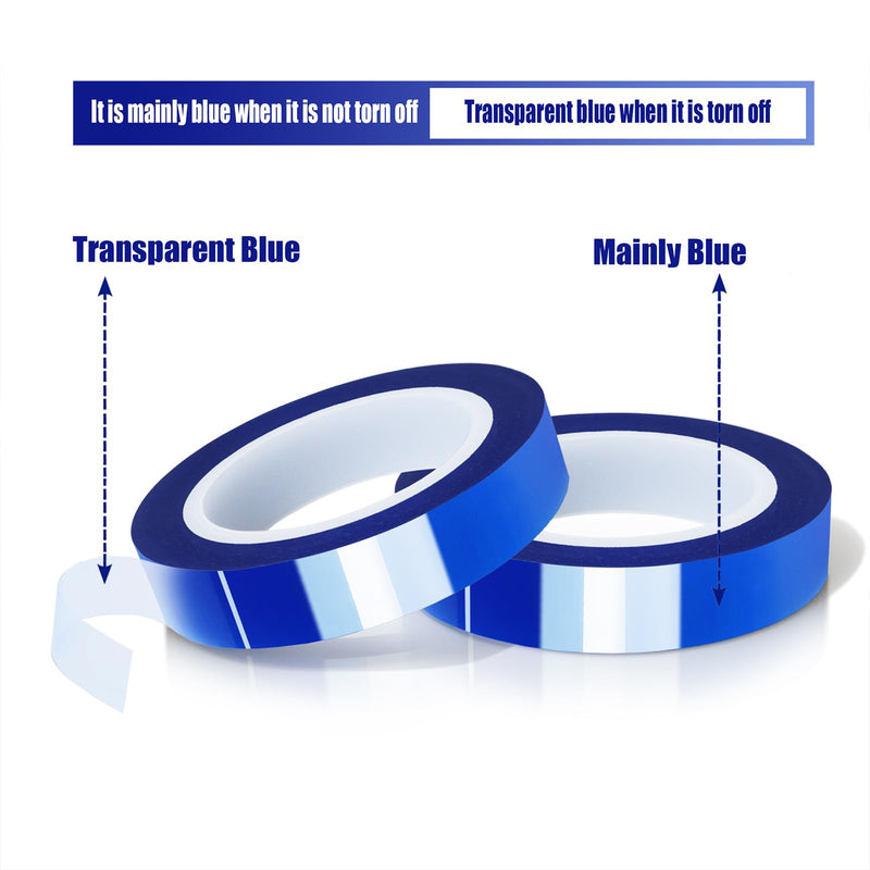 2 Rolls 10mm x16m(52FT) Blue Heat Tape High Temperature Heat Resistant Tape Heat Transfer Tape for Heat Sublimation Press Vinyl,No Residue