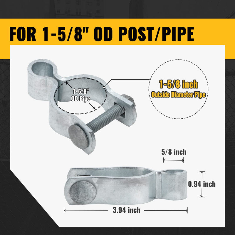 VIVIDA 1-5/8" Chain Link Female Gate Hinge, Metal Gate Hinge for 1-5/8" OD Post/Pipe, Chain Link Fence Hardware, Galvanized Steel, 4 PCS 1-5/8" (4 PCS)
