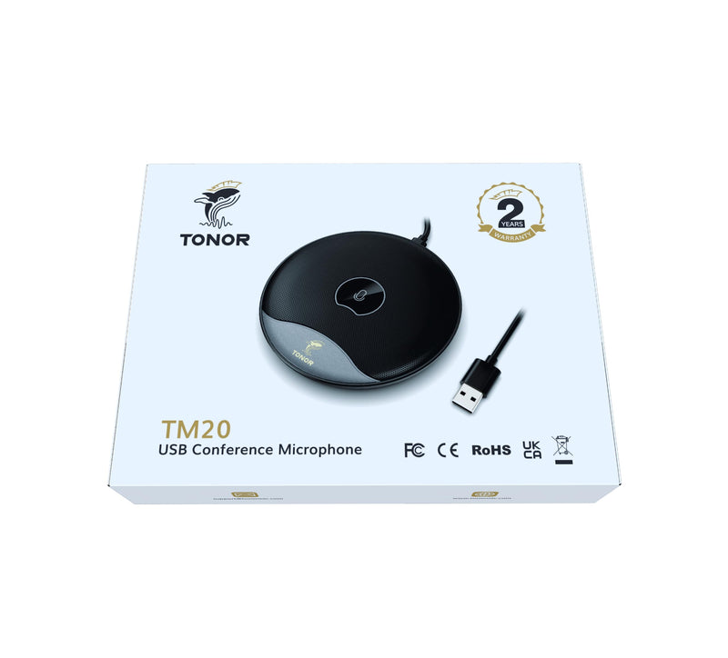 [Australia - AusPower] - TONOR USB Conference Microphone, 360° Omnidirectional PC Computer Condenser Mic with Mute Button for Online Meeting/Class, Zoom Call, Skype Chatting, Plug & Play (TM20) 