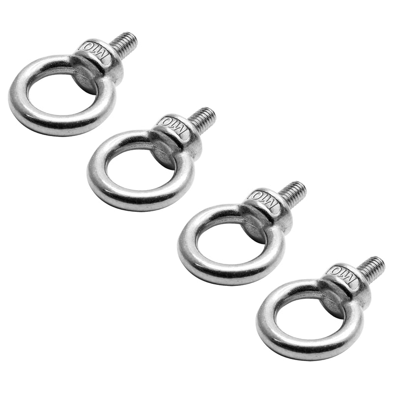[Australia - AusPower] - 4pcs M10 Eye Bolt, Stainless Steel Male Thread Machinery Shoulder Lifting Ring Eye Bolt, Heavy Duty Screw Eyebolt M10-4pcs 