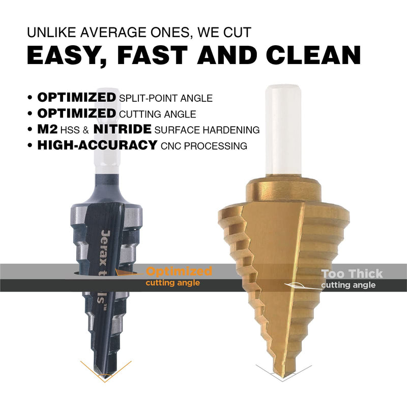 [Australia - AusPower] - M2 HSS Quick Change 3/16" - 7/8" Step Drill Bit Double Fluted Drill bits for Hole Drilling in Stainless Steel, Copper, Aluminum, Wood, Plastic 1 3/16" - 7/8’ 