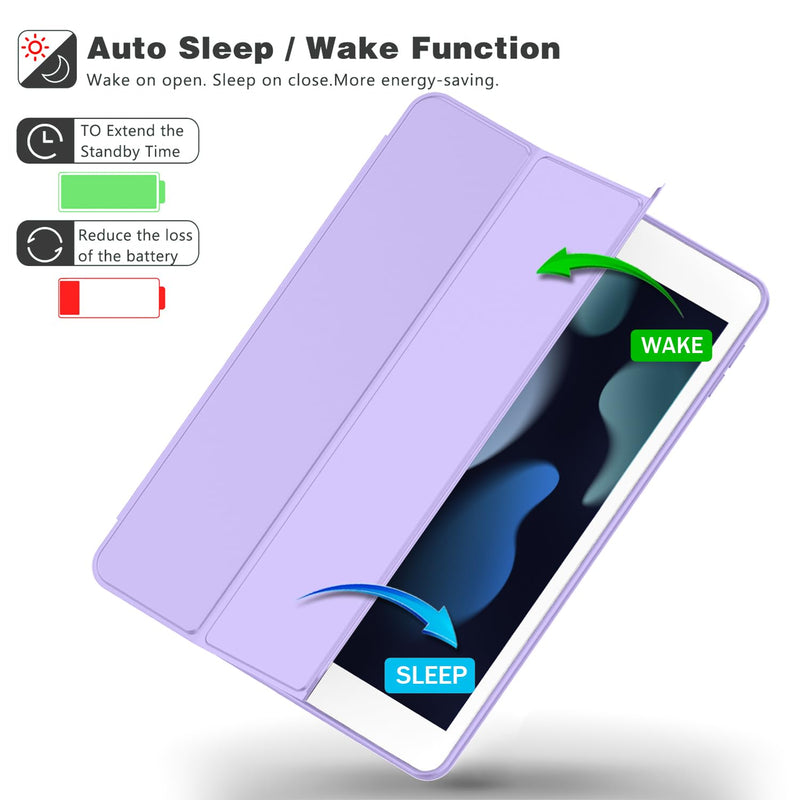 [Australia - AusPower] - iPad 9th Generation Case 2021/iPad 8th Generation Case 2020 10.2 Inch with Pencil Holder, iPad 7th Gen 2019 Case with Clear Transparent Back, Auto Wake/Sleep Cover(Clove Purple) Clove Purple 