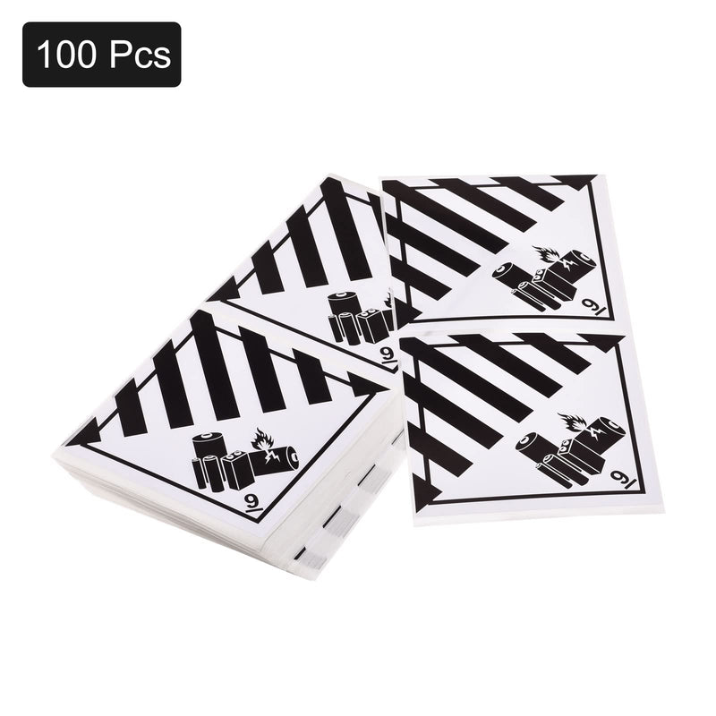 MECCANIXITY Square Hazard Class 9 UN3480 Batteries Labels White with Black Words 3.9 x 3.9 inch Pack of 100